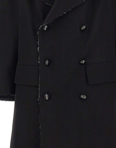 MM6 MAISON MARGIELA Cappotto in lana con bordi grezzi BLACK Donna 