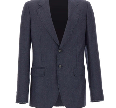 MM6 MAISON MARGIELA Blazer in lana con orli sfrangiati BLUE Uomo 