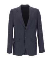 MM6 MAISON MARGIELA Blazer in lana con orli sfrangiati BLUE Uomo 