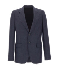 MM6 MAISON MARGIELA Blazer in lana con orli sfrangiati BLUE Uomo 