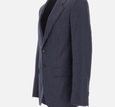 MM6 MAISON MARGIELA Blazer in lana con orli sfrangiati BLUE Uomo 
