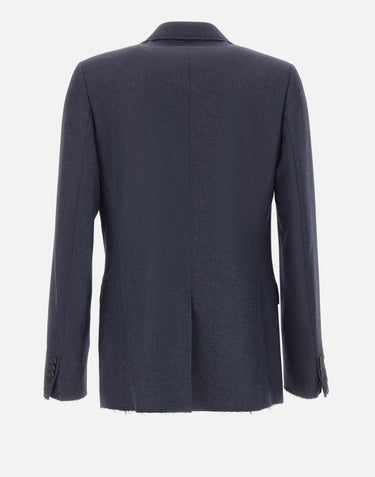 MM6 MAISON MARGIELA Blazer in lana con orli sfrangiati BLUE Uomo 