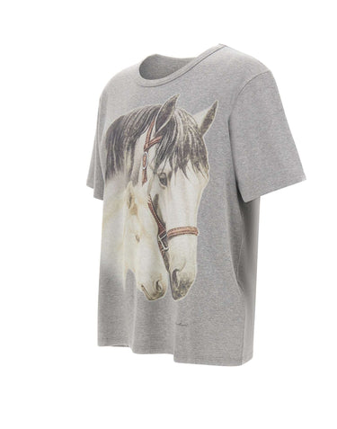 MM6 MAISON MARGIELA T-shirt con stampa cavalli GREY Uomo 