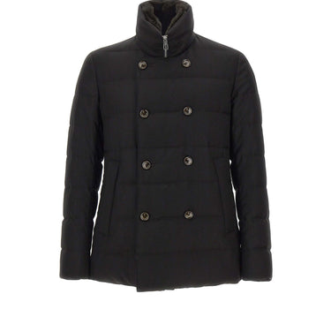 MONTECORE Piumino doppiopetto in lana BLACK Uomo 