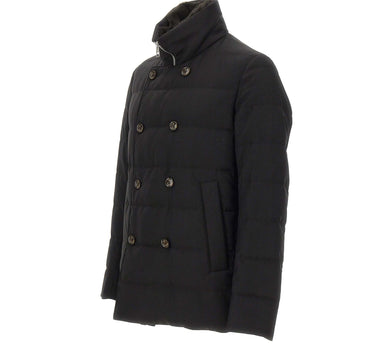 MONTECORE Piumino doppiopetto in lana BLACK Uomo 