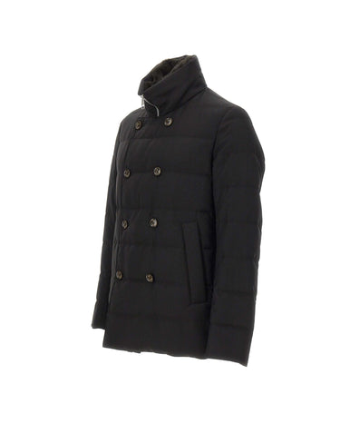MONTECORE Piumino doppiopetto in lana BLACK Uomo 