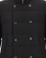 MONTECORE Piumino doppiopetto in lana BLACK Uomo 