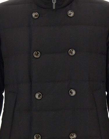 MONTECORE Piumino doppiopetto in lana BLACK Uomo 