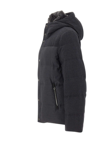 MONTECORE Piumino in lana con doppia texture GREY Uomo 