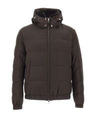 MONTECORE Piumino in lana vergine superfine BROWN Uomo 
