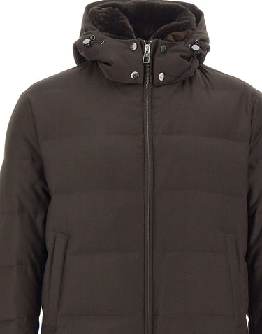 MONTECORE Piumino in lana vergine superfine BROWN Uomo 