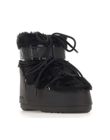 MOON BOOT Stivali "Icon Low Faux Fur" BLACK Unisex 
