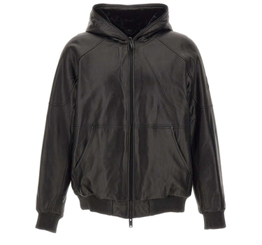 MOOSE KNUCKLES "Neo Leather Hooded Jacket" BLACK Uomo 