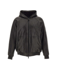 MOOSE KNUCKLES "Neo Leather Hooded Jacket" BLACK Uomo 