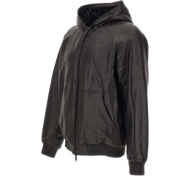 MOOSE KNUCKLES "Neo Leather Hooded Jacket" BLACK Uomo 