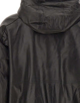 MOOSE KNUCKLES "Neo Leather Hooded Jacket" BLACK Uomo 