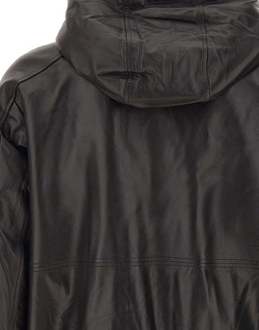MOOSE KNUCKLES "Neo Leather Hooded Jacket" BLACK Uomo 