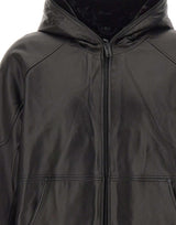 MOOSE KNUCKLES "Neo Leather Hooded Jacket" BLACK Uomo 