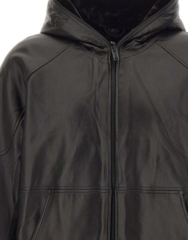 MOOSE KNUCKLES "Neo Leather Hooded Jacket" BLACK Uomo 