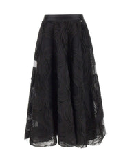 NISSA Gonna midi in tulle e voile BLACK Donna 