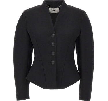 NISSA Giacca in misto lana con scollo a V BLACK Donna 