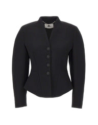 NISSA Giacca in misto lana con scollo a V BLACK Donna 