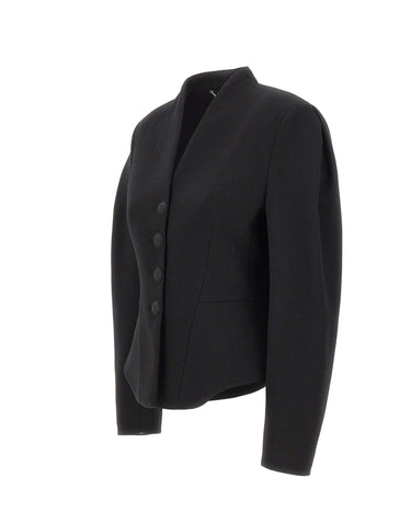 NISSA Giacca in misto lana con scollo a V BLACK Donna 