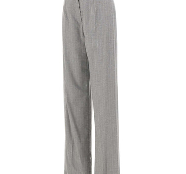 NISSA Pantaloni gessati con pieghe GREY Donna 