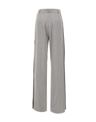 NISSA Pantaloni gessati con pieghe GREY Donna 