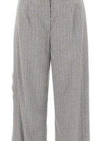 NISSA Pantaloni gessati con pieghe GREY Donna 