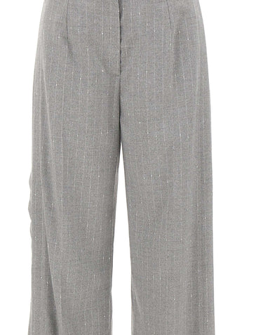 NISSA Pantaloni gessati con pieghe GREY Donna 