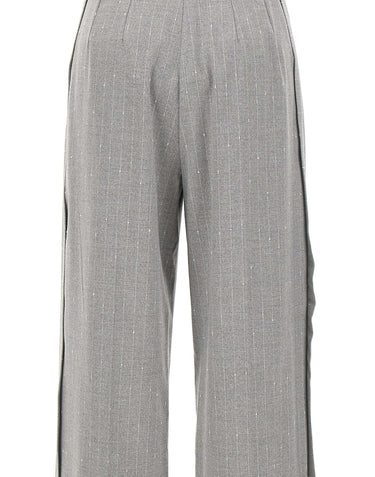 NISSA Pantaloni gessati con pieghe GREY Donna 