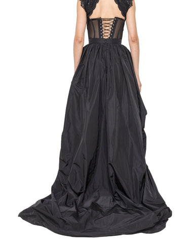 NISSA Gonna asimmetrica in taffetà BLACK Donna 