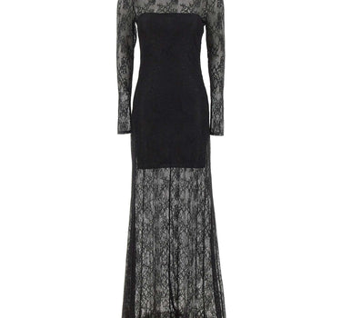 NISSA Abito lungo in pizzo con strass BLACK Donna 