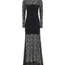 NISSA Abito lungo in pizzo con strass BLACK Donna 