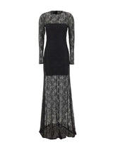 NISSA Abito lungo in pizzo con strass BLACK Donna 