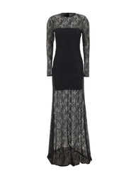 NISSA Abito lungo in pizzo con strass BLACK Donna 