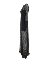 NISSA Abito lungo in pizzo con strass BLACK Donna 