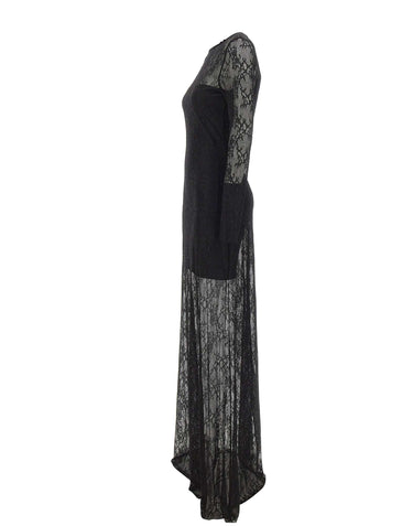 NISSA Abito lungo in pizzo con strass BLACK Donna 