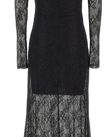 NISSA Abito lungo in pizzo con strass BLACK Donna 