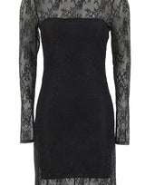 NISSA Abito lungo in pizzo con strass BLACK Donna 