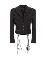 NISSA Blazer aderente con lacci BLACK Donna 