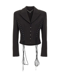 NISSA Blazer aderente con lacci BLACK Donna 