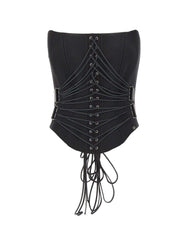 NISSA Top corsetto in misto lana BLACK Donna 