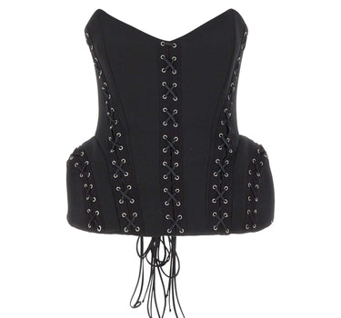 NISSA Top corsetto strutturato in misto lana BLACK Donna 