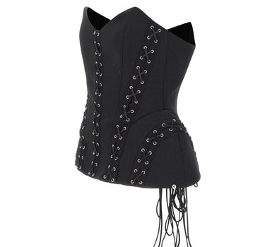 NISSA Top corsetto strutturato in misto lana BLACK Donna 