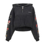 OFF-WHITE "Bookish Flower Pocket Crop Hoodie" BLACK Donna 