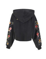 OFF-WHITE "Bookish Flower Pocket Crop Hoodie" BLACK Donna 