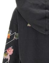 OFF-WHITE "Bookish Flower Pocket Crop Hoodie" BLACK Donna 