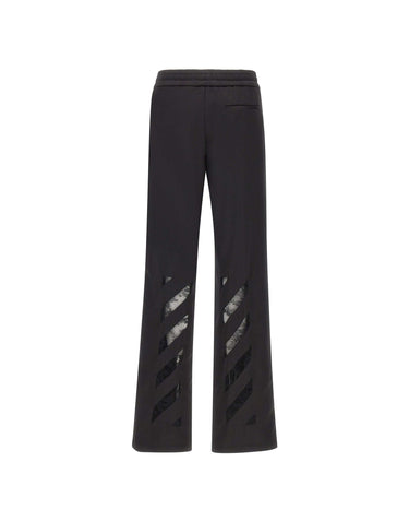 OFF-WHITE Pantaloni da tuta in raso con pizzo BLACK Donna 